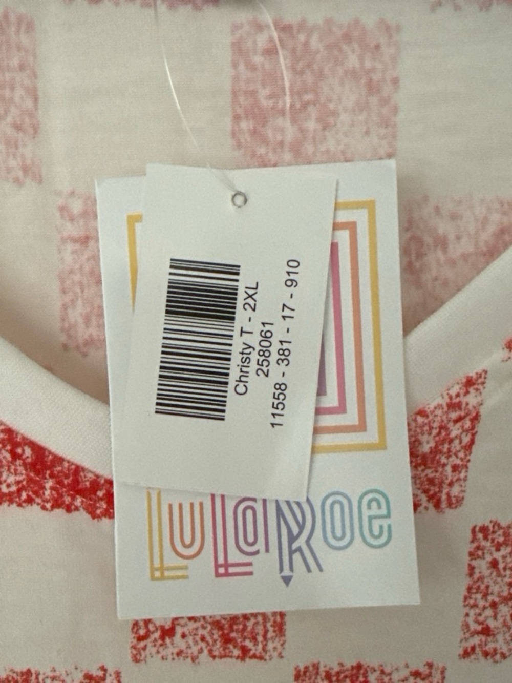 LuLaRoe Christy T red and White Check Print Tunic - Picture 2 of 3